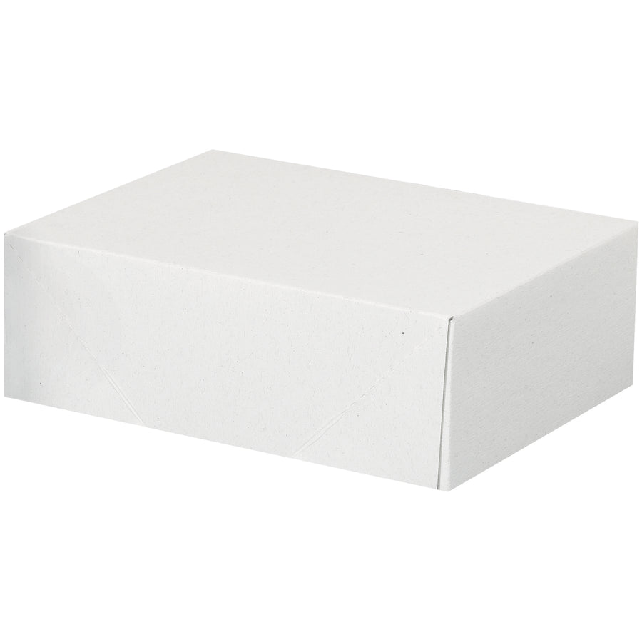 Store business cards and documents safely in these durable white fibreboard folding cartons measuring 8 5/8" x 6 1/2" x 3". Two-piece snap-out construction requires no assembly tools or glue–simply snap into place instantly. Case of 200 units ships and stores flat to maximize warehouse efficiency.