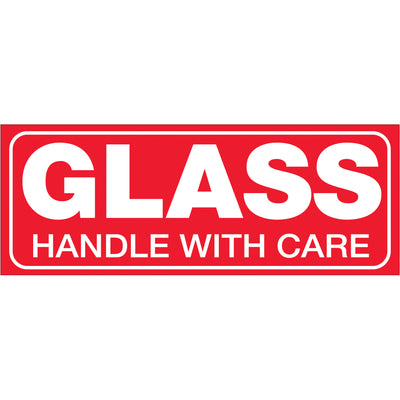 Meets international glass handling compliance standards with high-visibility red/white design. These 1.5" x 4" semi-gloss coated labels communicate fragile contents clearly to logistics teams and carriers. 500-label rolls with compatible tabletop and wall-mount dispensers for streamlined warehouse operations.