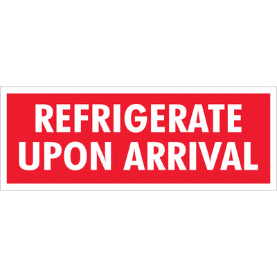 1.5x4 Refrigerate Upon Arrival Labels - Semi-Gloss Red/White, 500/Roll