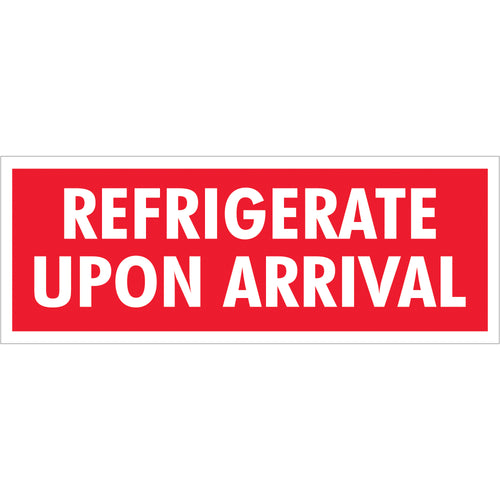 1.5x4 Refrigerate Upon Arrival Labels - Semi-Gloss Red/White, 500/Roll