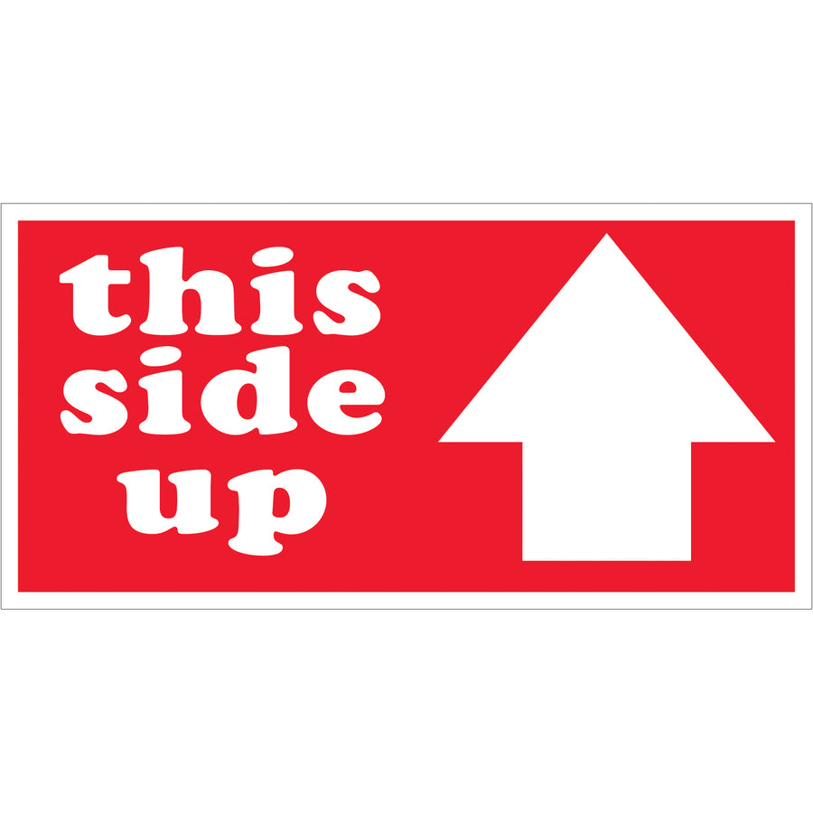 Ensure proper package handling with these 2x4" This Side Up Arrow Labels printed on durable semi-gloss coated paper. Roll of 500 labels provides economical compliance for high-volume shipping operations. Peel-and-apply design eliminates application time.