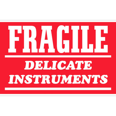 3x5 Red/White Fragile Delicate Instruments Labels Semi-Gloss 500/Roll SCL504R - alias listing
