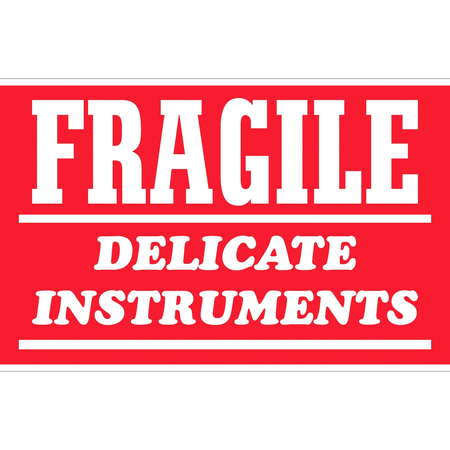 3x5 Red/White Fragile Delicate Instruments Labels Semi-Gloss 500/Roll SCL504R - alias listing