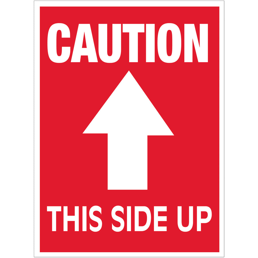 Protect shipments and ensure compliance with Packrift's 3x4" This Side Up Arrow Labels–the essential carton label for shipping coordinators managing fragile or orientation-sensitive goods. Semi-gloss coated paper construction delivers durability and visibility through the supply chain. One roll of 500 labels with easy peel-and-apply application.
