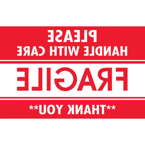 3x5 Red/White Fragile Handle With Care Labels Semi-Gloss 500/Roll SCL536 - alias listing