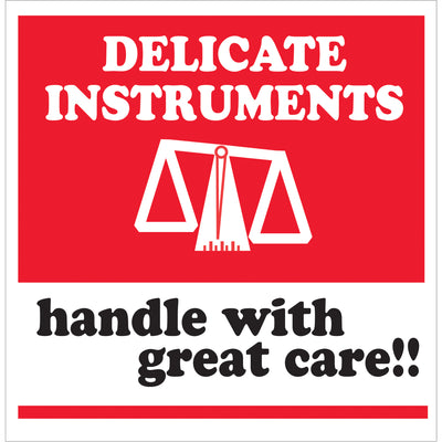 High-visibility 4x4" delicate instrument labels printed on durable semi-gloss coated paper to instantly alert handlers to sensitive contents. Each roll contains 500 labels with bold red/white/black warnings that meet international shipping standards. Compatible with our table-top and wall-mount label dispensers for seamless warehouse integration.
