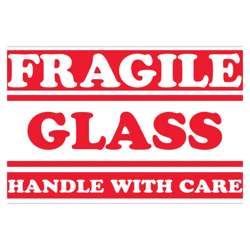 3x5 Fragile Glass Handle With Care Labels Semi-Gloss Paper 500/Roll SCL547 - alias listing