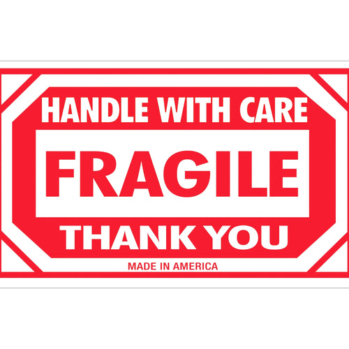 3x5 Fragile Handle With Care Labels Semi-Gloss Paper 500/Roll SCL576 - alias listing