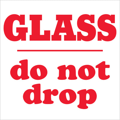 High-visibility red and white Glass Do Not Drop labels ensure your fragile shipments are handled with care. Printed on durable semi-gloss coated paper with sharp contrast for international recognition. Roll of 500 labels fits standard tabletop and wall-mount dispensers.