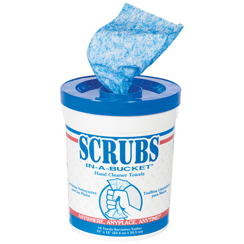 Heavy-duty, pre-moistened blue hand cleaner towels that cut through grease, oils, tar, paint, and adhesives instantly. Portable bucket design keeps towels fresh and ready for your work floor. Case of 6 delivers maximum convenience for manufacturing and maintenance teams.