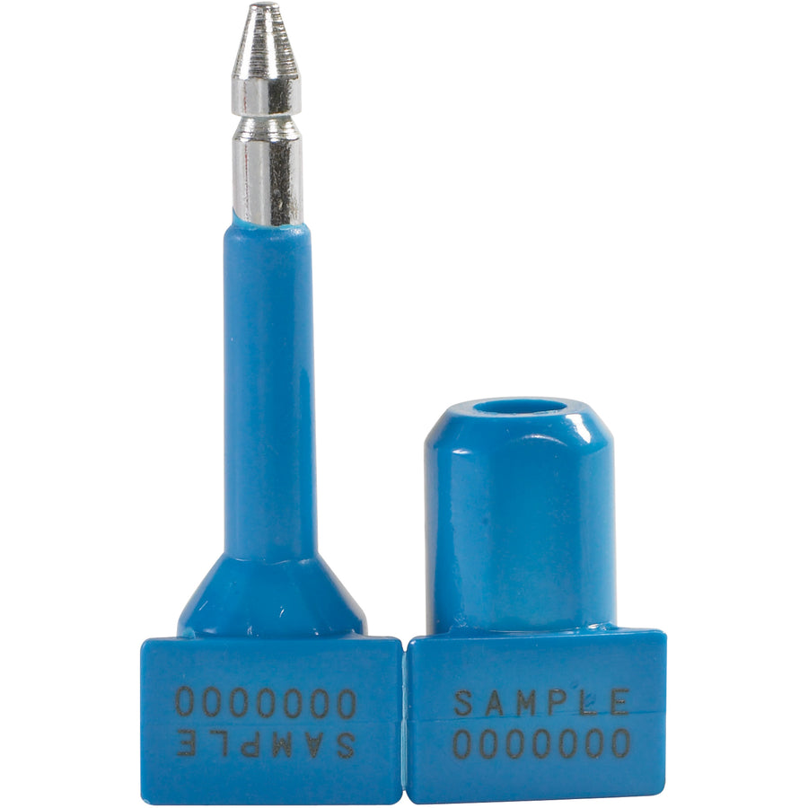 Secure valuable shipments with these 1 1/4" high-security bolt seals featuring solid steel construction and molded plastic tamper-evidence coating. Each seal has laser-printed matching numbers on both bolt and body for maximum traceability. Requires 24"+ bolt cutters for removal–ideal for truck seals, barrier class applications, and compliance-critical shipping.