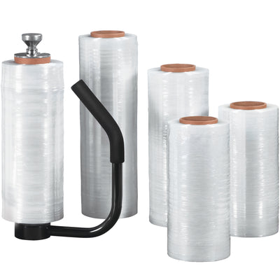 Reduce warehouse noise by up to 75% while securing loads up to 4,000 lbs with this 120 Gauge cast hand stretch film. Ultra-clear poly wrap stretches up to 250%, delivering excellent load retention with gentle roll release. Perfect for uniform pallet loads–order by the case of 4 rolls.