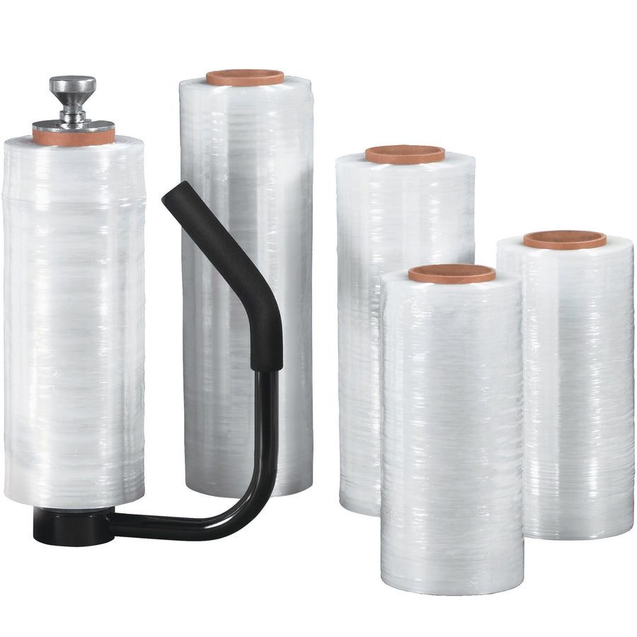 Packrift's 15" x 90 Gauge cast hand stretch film delivers superior load retention with 250% stretch capacity and ultra-quiet operation that reduces warehouse noise by up to 75%. The ultra-clear film ensures barcodes and labels remain fully visible, while gentle roll release enables fast, efficient wrapping of uniform pallet loads up to 3,000 lbs. Sold as case of 4 rolls (1500' per roll).