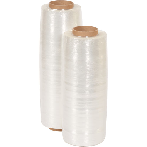 Pre-stretched hand wrap film engineered for warehouse teams shipping high-volume pallets. At 38 gauge with 1,500' per roll, this clear stretch film reduces wrapping cycles while maintaining superior load tension and puncture resistance. Case of 4 rolls.