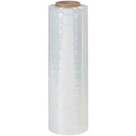 Heavy-duty 60 gauge hand stretch film engineered for puncture and tear resistance on non-standard pallet loads. Each case includes four 2000' rolls of clear blown film with excellent cling for industrial-strength load stabilization–even in extreme cold down to -5°F. Stabilizes loads up to 1,600 lbs with superior stretch wrapping performance.