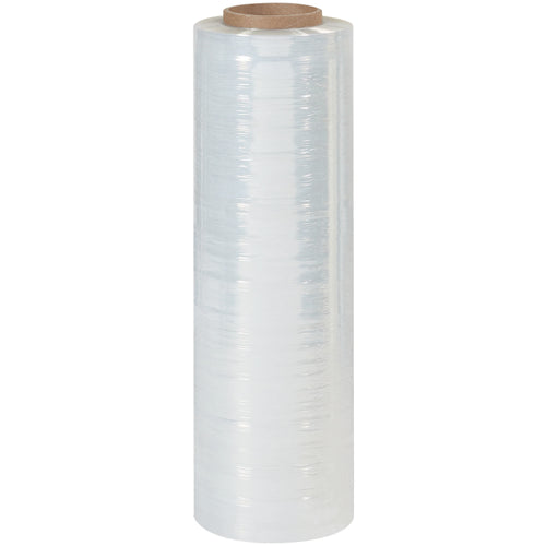 Heavy-duty 60 gauge hand stretch film engineered for puncture and tear resistance on non-standard pallet loads. Each case includes four 2000' rolls of clear blown film with excellent cling for industrial-strength load stabilization‚even in extreme cold down to -5¬∞F. Stabilizes loads up to 1,600 lbs with superior stretch wrapping performance.