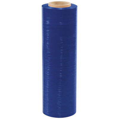 Reduce warehouse noise while securing pallets with our 18" x 80 gauge blue cast hand stretch film–engineered for loads up to 2,500 lbs. This color-tinted poly film stretches up to 250% for optimal load retention, offering gentle release and easy application. Sold as a case of 4 rolls (1,500' each).
