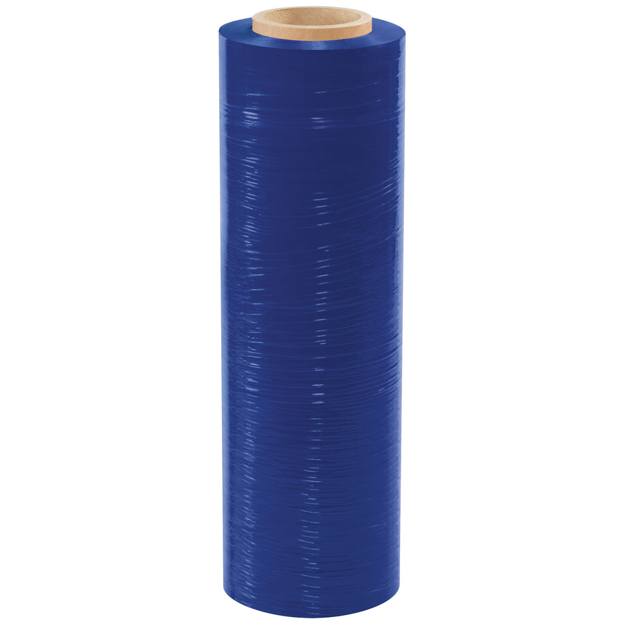 Reduce warehouse noise while securing pallets with our 18" x 80 gauge blue cast hand stretch film‚engineered for loads up to 2,500 lbs. This color-tinted poly film stretches up to 250% for optimal load retention, offering gentle release and easy application. Sold as a case of 4 rolls (1,500' each).