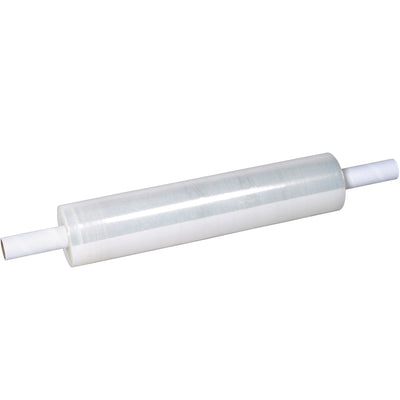 Heavy-duty 120 gauge cast stretch film with built-in extended core handle–no dispenser required. Each roll holds up to 4,000 lbs with superior load retention and puncture resistance. Ready-to-use right out of the box. Sold as case of 4.
