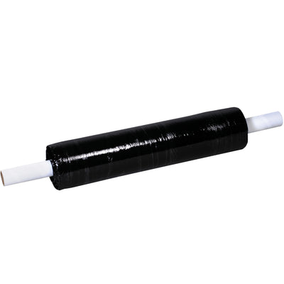 Hand-ready extended core stretch film designed for warehouse teams shipping confidential or light-sensitive loads. Each 1000' roll features a 4.5" extended core handle eliminating the need for a dispenser. Black opaque formula provides complete load visibility protection while delivering superior puncture resistance and load retention.