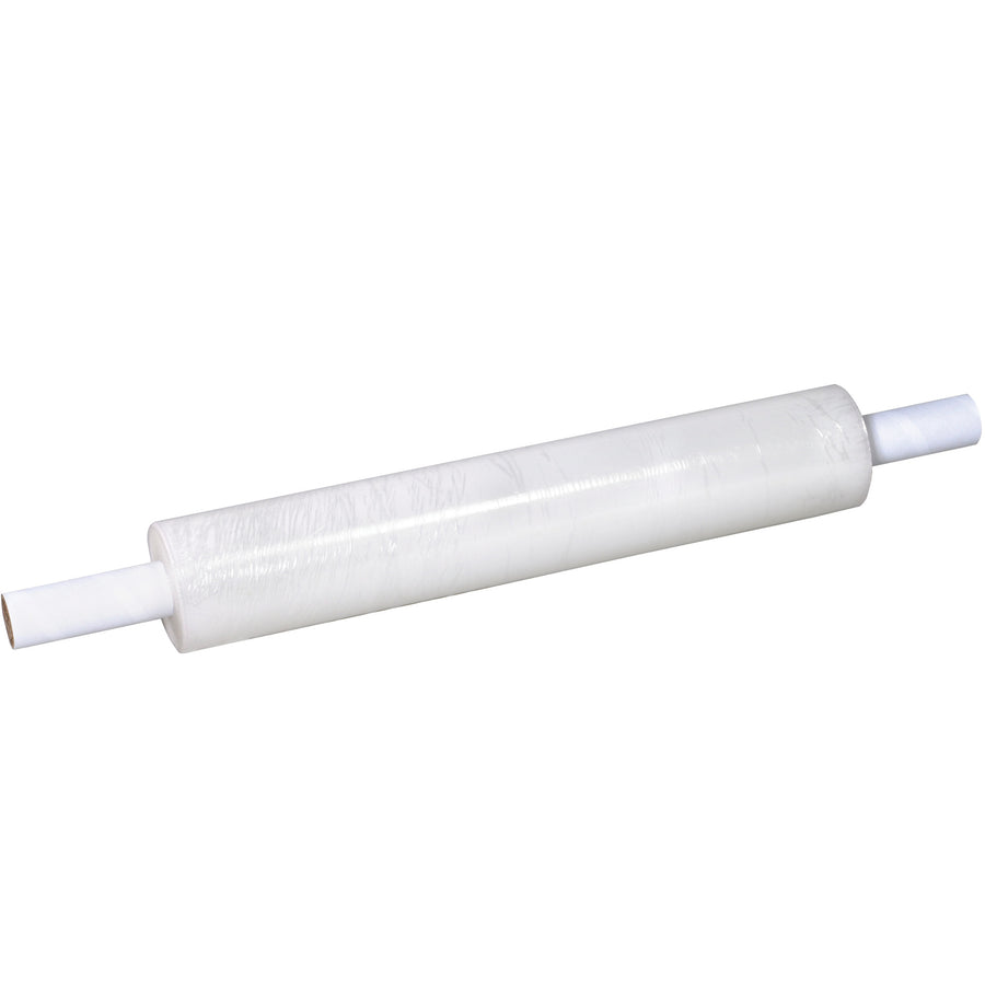 Ready-to-wrap extended core stretch film eliminates dispensers–built-in 4½" handles make each roll instantly usable. 80 gauge blown film delivers industrial-strength cling and load retention for secure pallet wrapping without residue. Warehouse-proven alternative to strapping and tape, sold by the case of 4.