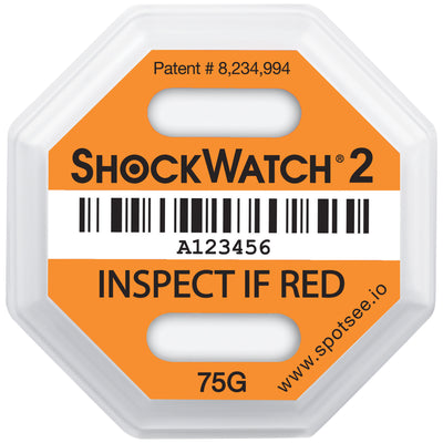 75G ShockWatch® 2 Impact Indicator - Orange Bi-Directional Shock Detector, Case of 50
