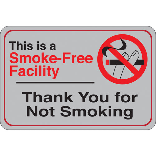 Ready-to-mount smoke-free facility sign designed for instant compliance. 6x9