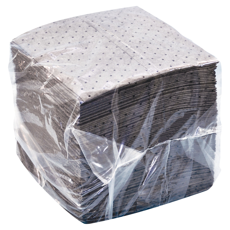 Dimple-bonded polypropylene sorbent pads that absorb oils, solvents, and industrial liquids efficiently. Vertically perforated design lets you tear off exactly the size you need. Sealed poly packaging for easy storage and portability–100 pads per case for reliable spill control.