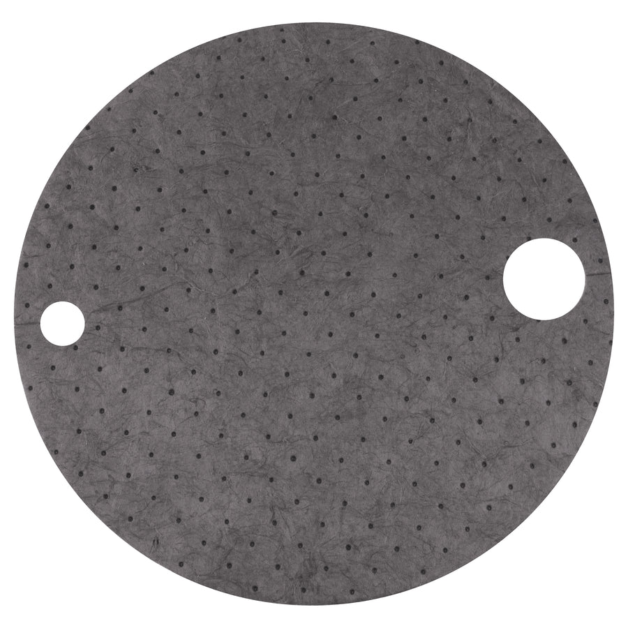 Keep spills contained with our pre-cut 22" universal sorbent drum toppers designed to fit standard 55-gallon steel drums. Made from durable recycled polypropylene with pre-drilled holes for 3/4" and 2" bungs, each case includes 11 absorbent pads ready for immediate deployment in your facility.
