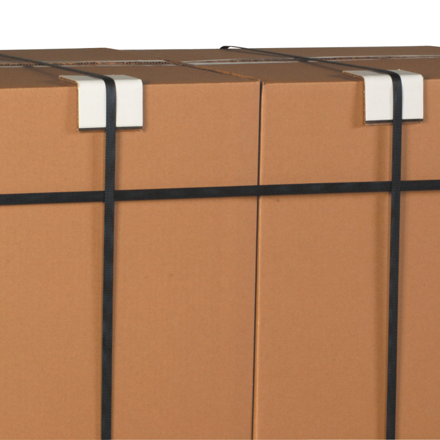 Protect your palletized shipments from strapping damage with these heavy-duty .225 fibreboard edge protectors. Each case contains 300 units measuring 2x2x6", compatible with steel and poly strapping. Reusable, recyclable, and built for repeated use across multiple shipments.