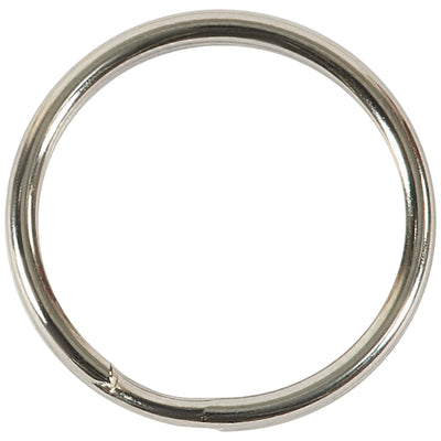 Heavy-duty 3/4" chrome-plated split key rings designed for high-volume facilities maintenance operations. Each ring features an easy-open mechanism that maintains its original shape through repeated use. Sold as a case of 100 units.