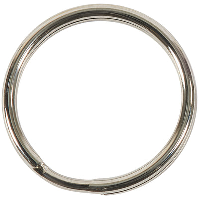 Heavy-duty 1 1/8" chrome-plated split key rings designed for industrial facilities management and asset identification. Each case includes 100 rings with easy-open design that maintains shape through thousands of uses. Perfect for key control, tag attachment, and equipment labeling in demanding environments.