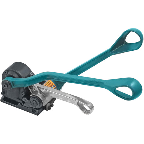 All-in-one sealless steel strapping tool that tensions, seals, and cuts 1/2