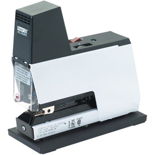 Silent, powerful automatic electric stapler designed for high-volume industrial packaging operations. Metal and plastic construction ensures durability in office and warehouse environments. Features adjustable stapling power and depth settings for flexible fastening on boxes, cartons, and sealed packaging.