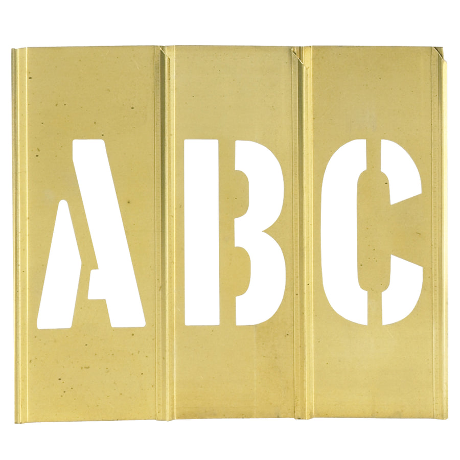 Professional-grade 1" brass stencils deliver crisp, readable characters for shipping labels and warehouse marking. This complete set includes all letters, numbers, spacers, and punctuation marks in a convenient case of 45. Interlocking brass construction ensures durability and accuracy on every use.