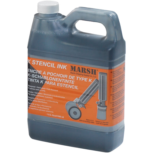 Marsh¬Æ K-1 black ink delivers permanent, waterproof marking on corrugated, cloth, wood, and paper‚essential for shipping rooms and warehouses. Light-resistant and fast-drying formula ensures durability through rough handling. Sold as 1 quart per unit for reliable on-demand supply.