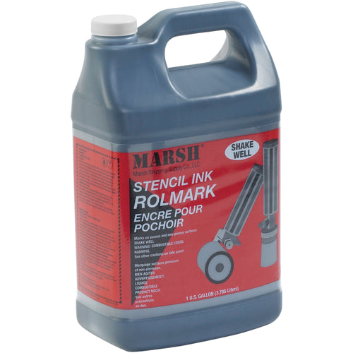 Rolmark Black Ink gallon delivers waterproof, permanent marking on any surface‚porous or non-porous. Fast-drying, light-resistant formula meets CIDA-A-208-B government specifications. Essential warehouse and shipping room supply for stenciling and marking applications.