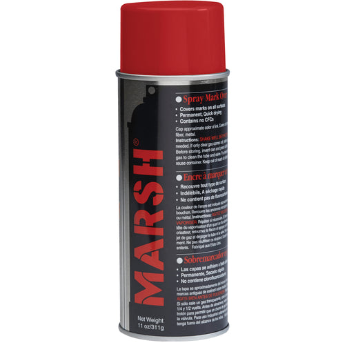 Marsh¬Æ red spray stencil ink delivers permanent, waterproof marking on all surfaces with fast-drying, lead-free performance. Each case includes 12 cans of 11 ounces‚ideal for high-volume warehouse and shipping room operations requiring reliable, compliant stencil supplies.