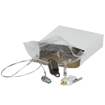 Complete maintenance solution for 18" Super Sealer shrink film equipment. Includes 8 PTFE glass cloth tape strips, sealing pad, micro switch, arm spring, wire, and fuse. Maximize sealer uptime and packaging quality with genuine OEM replacement parts.
