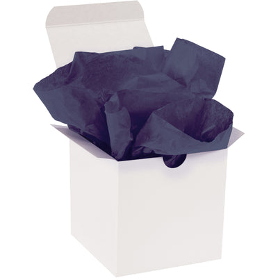 Professional-grade midnight blue tissue paper sheets deliver premium presentation while resisting fading and bleeding. Each case contains 480 sheets at 20x30" dimensions with 10 lb. basis weight for durability. Soft texture on both sides provides superior wrapping and padding performance.