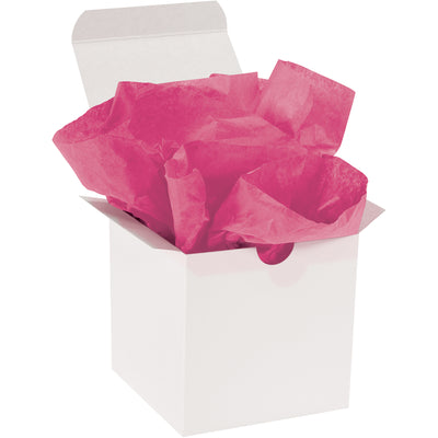 Professional-grade cerise tissue paper in bulk quantity designed for industrial packaging applications. Each sheet measures 20x30" with 10lb basis weight for reliable durability and appearance. Case of 480 sheets provides excellent cost efficiency for high-volume packaging, wrapping, and void fill operations.