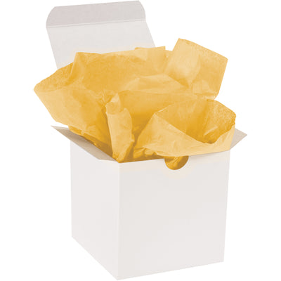 Professional-grade buttercup tissue paper delivers durability and presentation in every wrap. These 20x30" sheets feature 10 lb. basis weight with fade-resistant dyes that won't bleed onto your products. Buy by the case (480 sheets) and lock in cost-efficient void fill and padding for all your shipments.