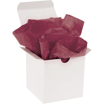 Professional-grade cabernet tissue paper designed for upscale gift packaging and protective void fill. Each sheet measures 20x30" with a soft texture and 10 lb. basis weight for superior durability. Order by the case–480 sheets per carton for maximum cost efficiency.