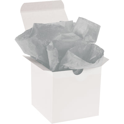 Professional-grade light gray tissue paper sheets designed for industrial packaging applications. Each case contains 480 sheets of 20x30" material with 10 lb basis weight, providing reliable void fill and product wrapping capabilities. Fade and bleed-resistant dyes ensure your finished packages maintain appearance throughout shipping and handling.