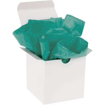 Professional-grade 20x30" teal tissue paper sheets with superior fade resistance and soft texture for premium packaging presentation. 10 lb. basis weight ensures durability and reliability across void fill, wrapping, and padding applications. Bulk case of 480 sheets delivers cost-efficient protection for high-volume shipping operations.