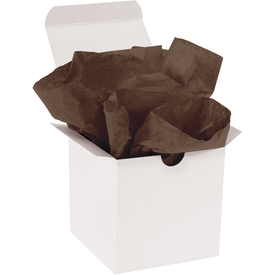 Premium 20x30" brown tissue paper sheets deliver professional appearance and reliable protection for industrial packaging. 10 lb. basis weight with fade-resistant dyes resists color transfer. Bulk case of 480 sheets maximizes cost-efficiency for high-volume shippers.