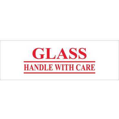 Streamline your packing line with pre-printed Handle With Care messaging that eliminates separate labeling steps. This 2" x 55 yds waterproof carton sealing tape features 2.2 mil acrylic adhesive for reliable core compatibility and dispenser use. Sold as a case of 6 rolls.