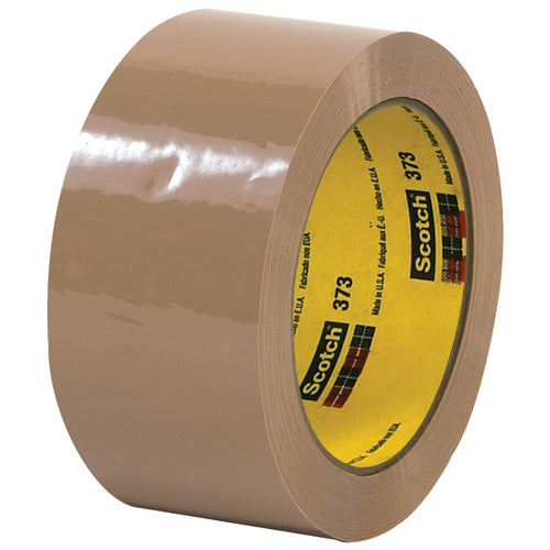 Scotch¬Æ 373 tan carton sealing tape delivers instant, high-strength adhesion for high-volume packing operations. This 2.5 mil polypropylene tape with synthetic rubber adhesive adheres reliably to recycled-content cartons and standard corrugated. Six 110-yard rolls per case reduce changeover downtime on your sealing dispenser.