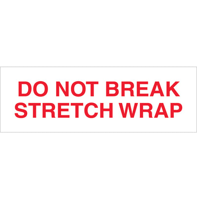Tape Logic Do Not Break Stretch Wrap messaged carton sealing tape eliminates labeling steps and communicates handling instructions directly on your boxes. This 2.2 mil, waterproof acrylic adhesive tape comes in a case of 36 rolls (2" x 110 yds each) and reduces operational friction on your packing line.