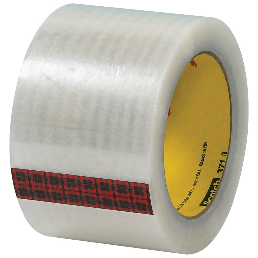Scotch® 371 hot melt pressure sensitive tape delivers superior adhesion and durability for high-volume packing lines. This 3" x 110 yds clear carton sealing tape features 1.9 mil polypropylene backing that won't peel, crack, or dry out–even in demanding environments. Buy by the case (24 rolls) for reliable, cost-effective box sealing performance.